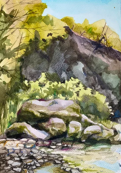 Stones by a mountain stream