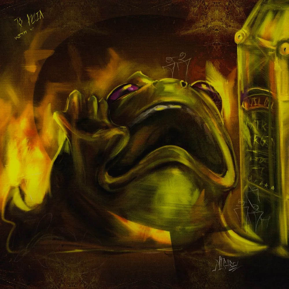 The deafening scream of a frogfish next to a bottle of olive oil