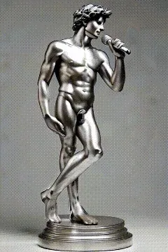 David the romantic singer - Silver sculpture