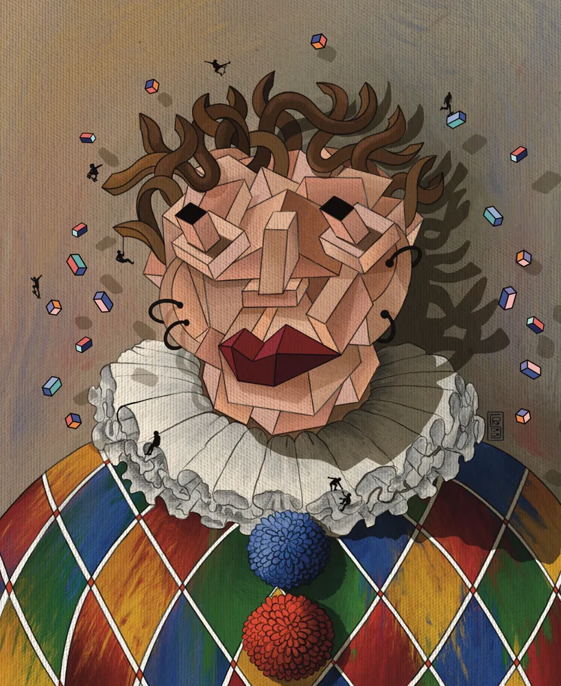 A serious clown
