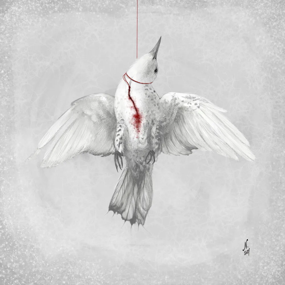 Red on white