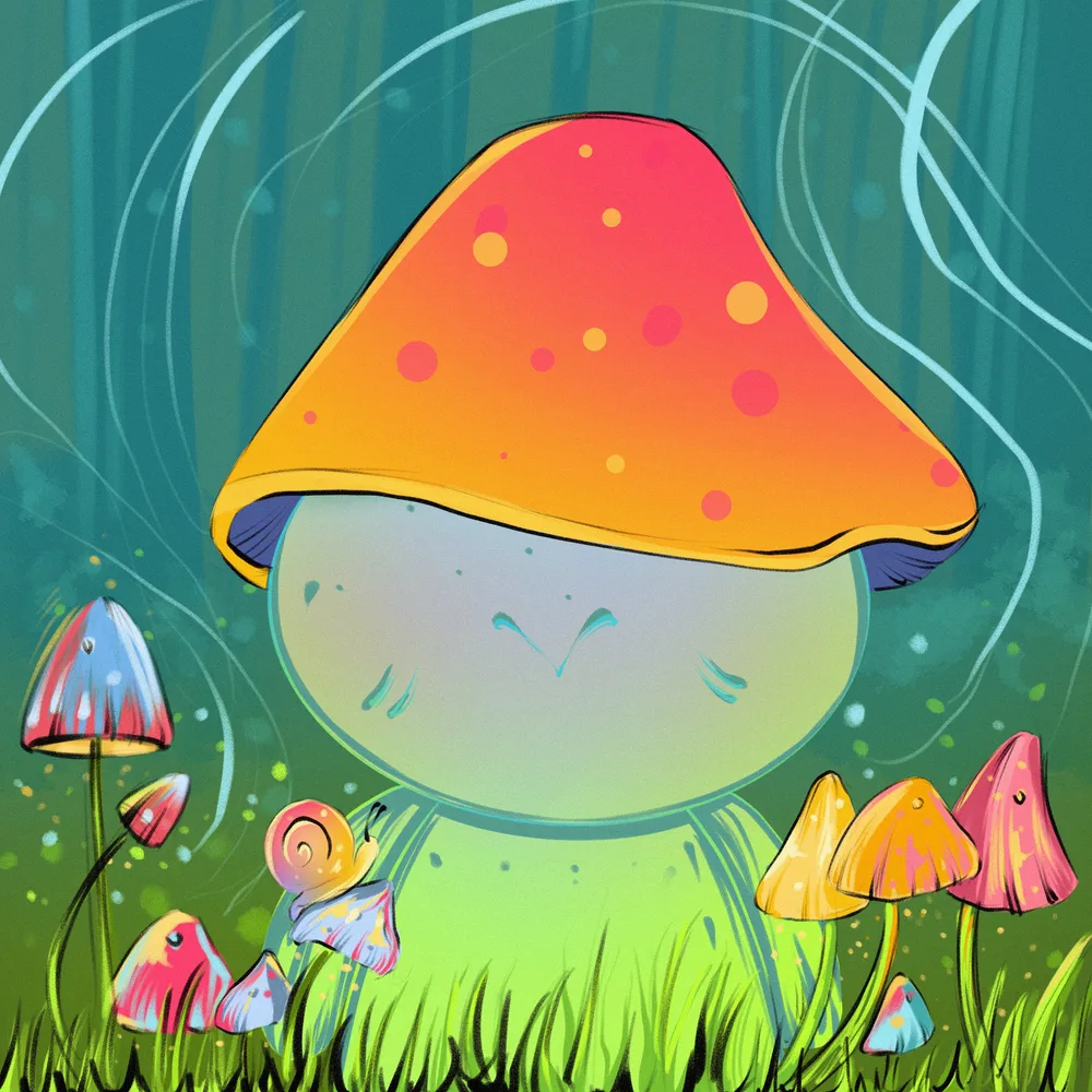 Frog and mushroom