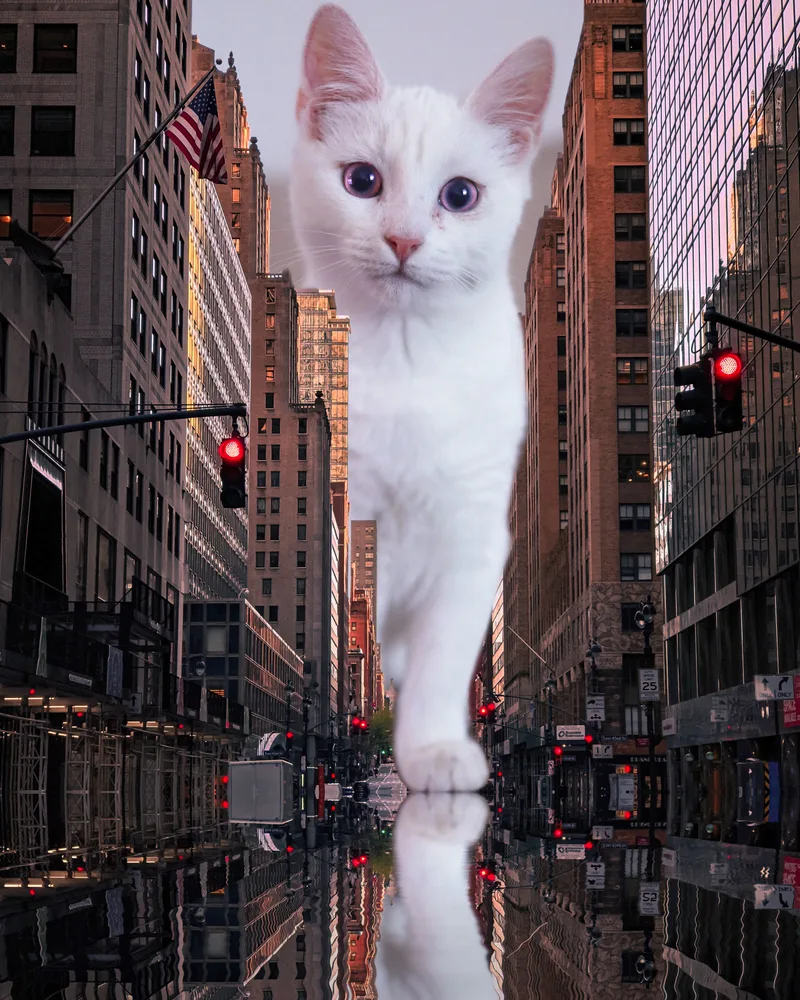 big white cat in new york