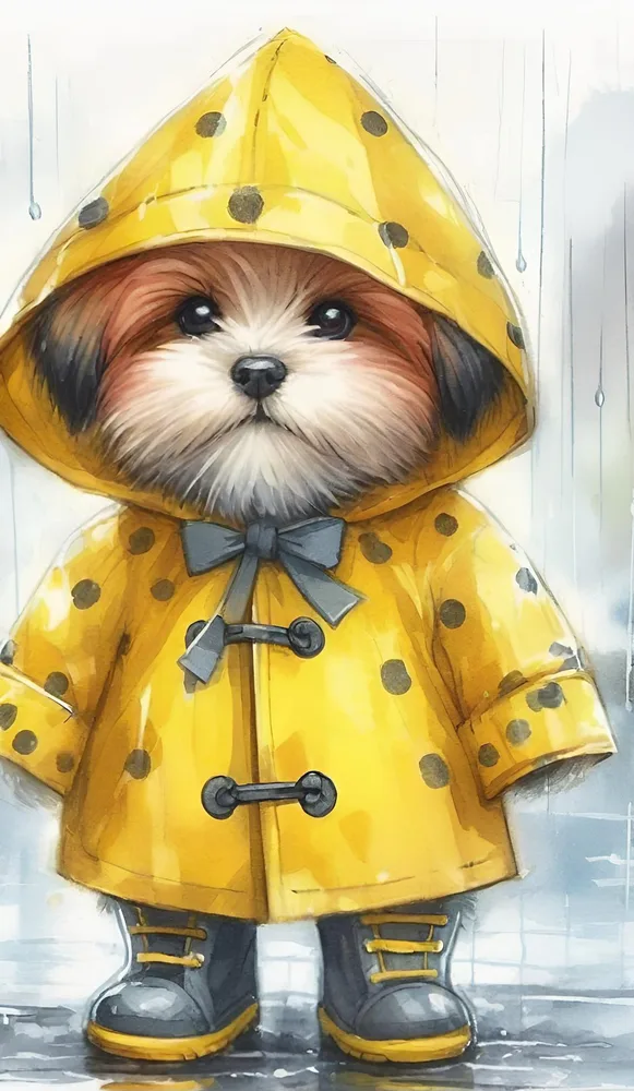 🐶Stylish and sweet dog in the rain🐶