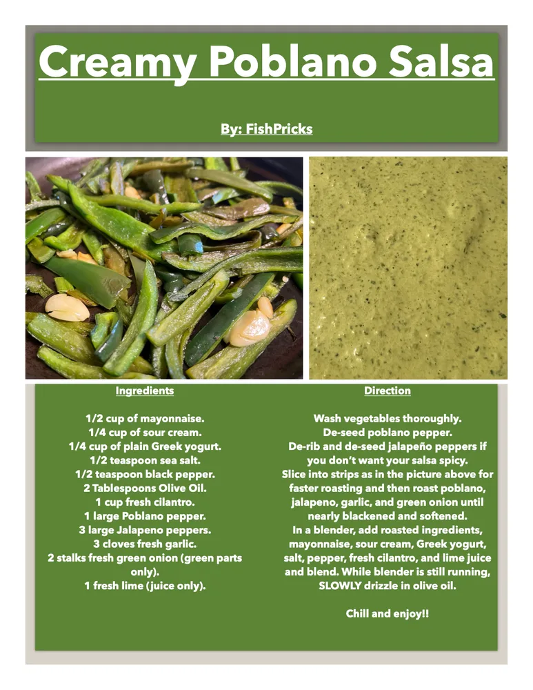 Fishes' Creamy Poblano Salsa