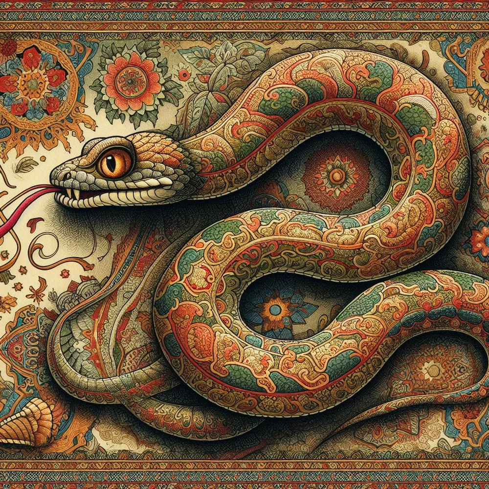 Persian Carpet Art and Snake