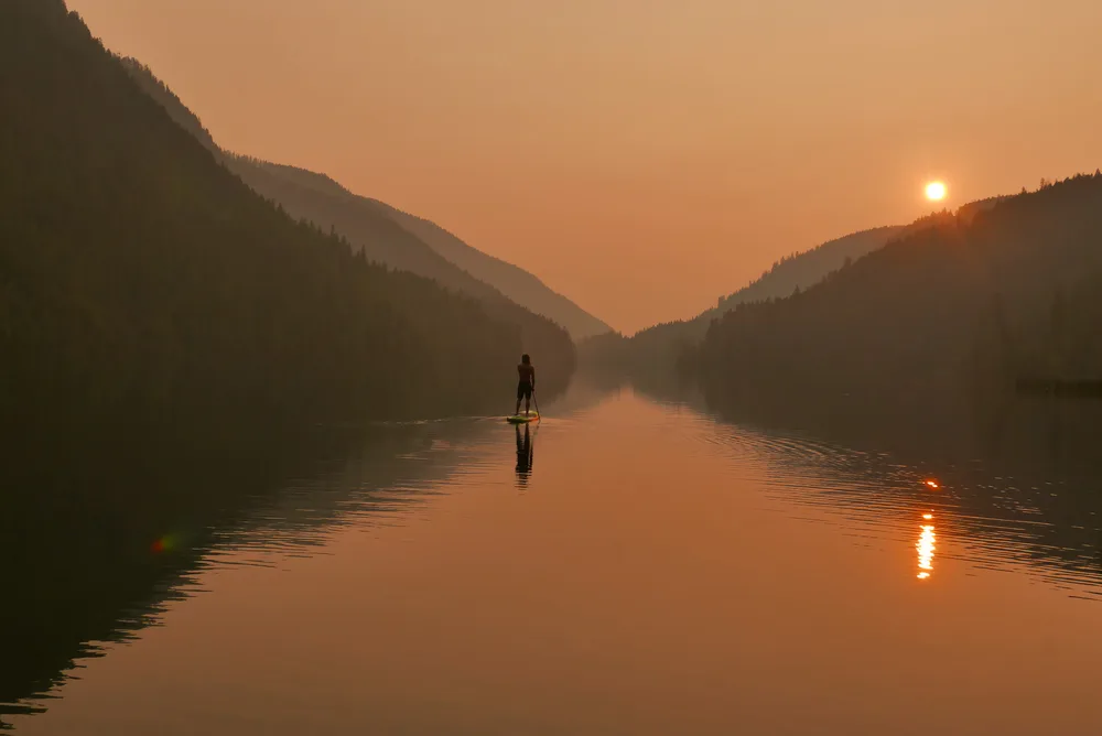paddling into the sunset