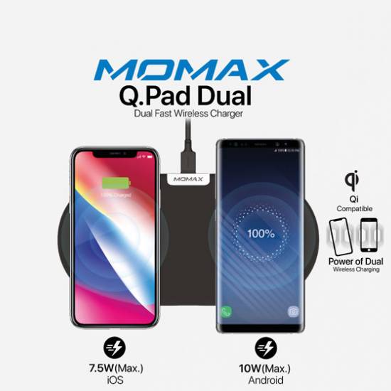 Momax qpad dual point wireless charger ud10w price in qatar 550x550h