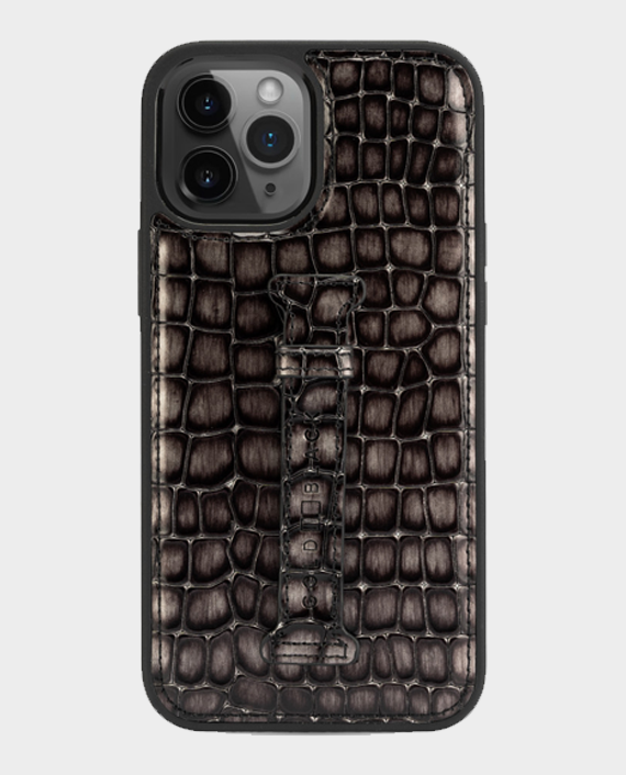 Gold black finger holder case for iphone 12 12 pro 6.1 inch milano grey 1