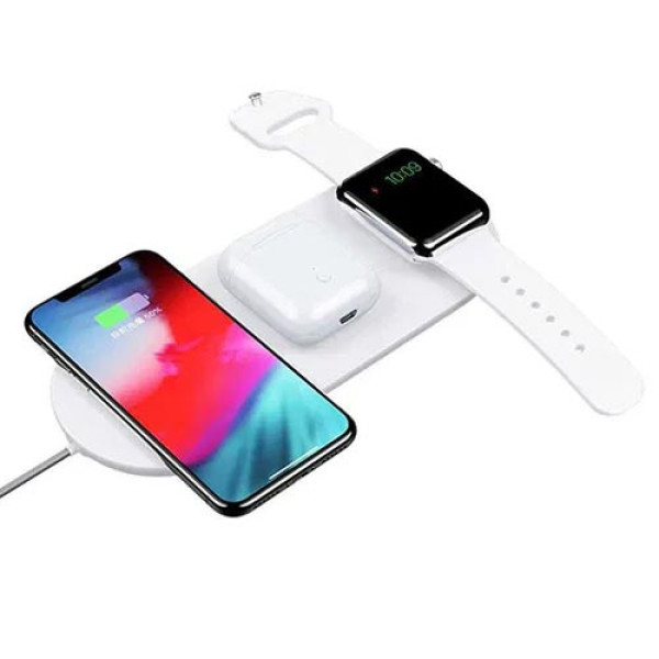 Devia 3 in 1 wireless charger iphone watch airpod in qatar 600x600