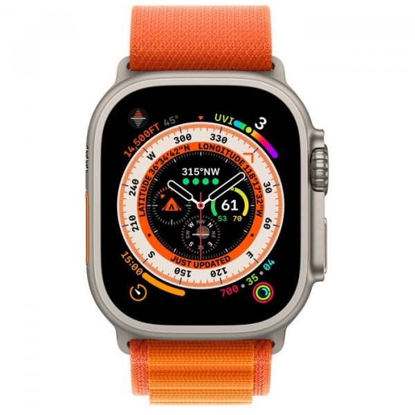Apple watch ultra titanium case with orange alpine loop 49mm gps cellular large in qatar 600x600