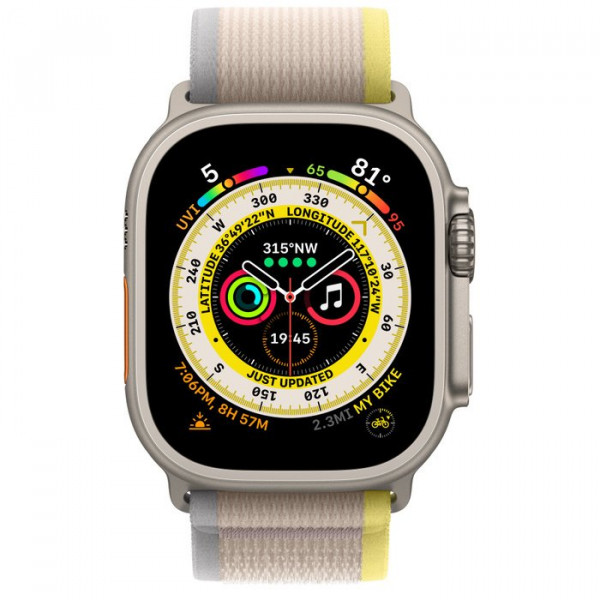 Apple watch ultra titanium case with yellow beige trail loop 49mm gps cellular m l in qatar 600x600