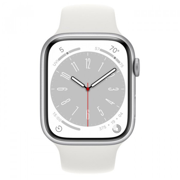 Apple watch series 8 gps 41mm silver aluminum case with white sport band regular in qatar 600x600