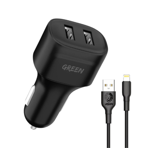 Green lion dual port car charger 12w with pvc lightning cable 1 2m in qatar 600x600