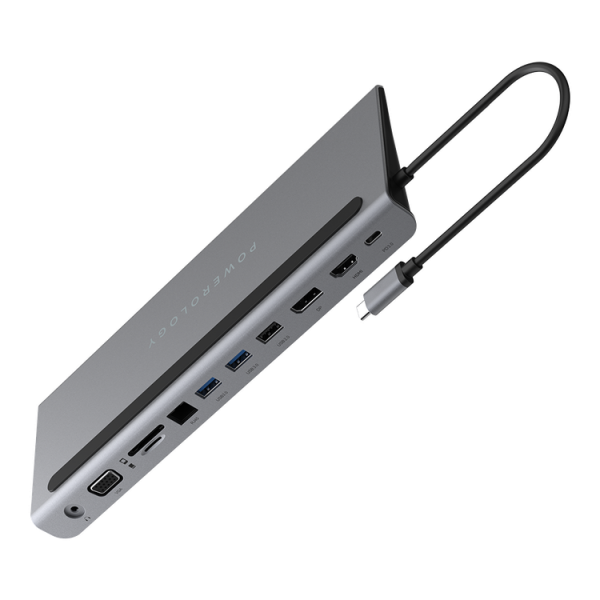 Powerology 11 in 1 multi display usb c hub and laptop stand 100w gray in qatar 600x600