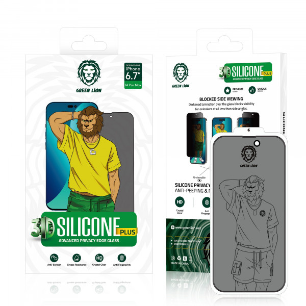 Green lion 3d silicone hd glass screen protector clear for iphone 14 pro max in qatar 600x600