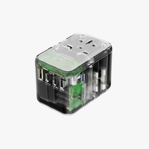 Powerology universal multi port travel adapter pd 65w 4x type c with usb a ports in qatar 600x600