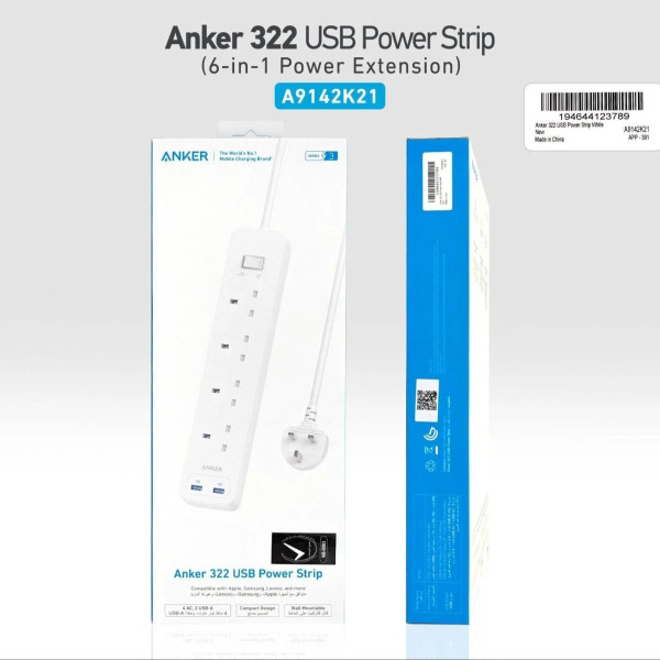 Anker 322 usb power strip 6 in 1 a9142k21 white in qatar 600x600