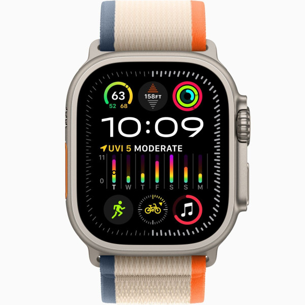 Apple watch ultra 2 gps cellular 49mm titanium case with orange beige trail loop m l in qatar 600x600