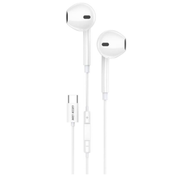 Green lion stereo earphones with type c connector white in qatar 600x600w