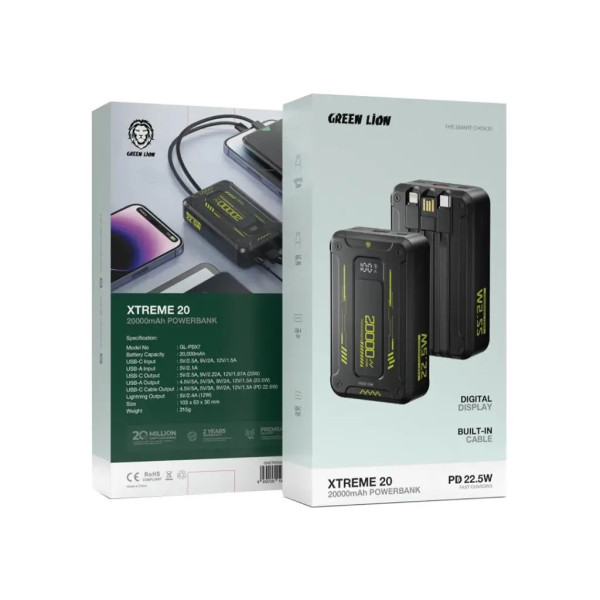 Green lion xtreme 20 power bank 20000mah pd 22 5w black in qatar 600x600