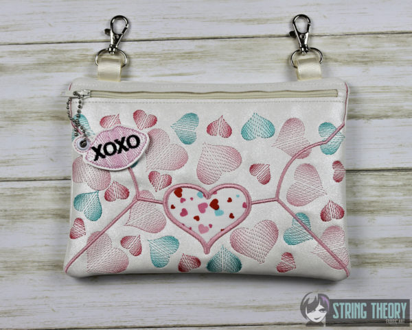 Love Letters Fully Lined Zip Bag with XOXO Lips Dangle - Image 3