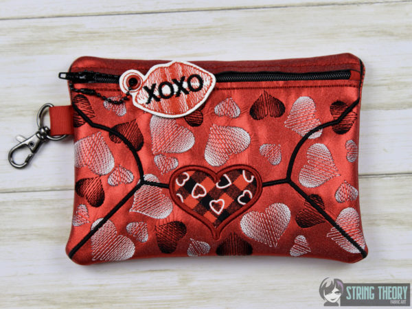 Love Letters Fully Lined Zip Bag with XOXO Lips Dangle - Image 5