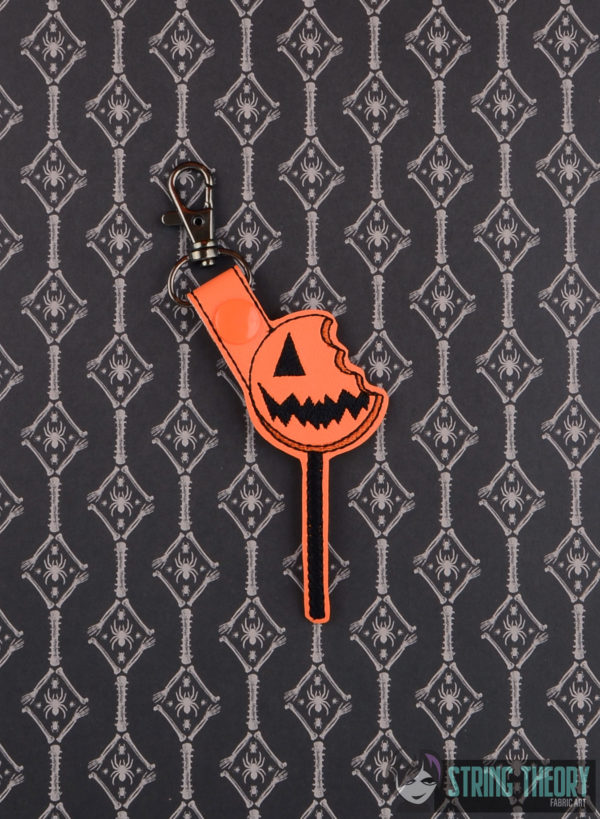 Scarecrow Boy's Lollipop Trick or Treat Snap Tab Key Fob