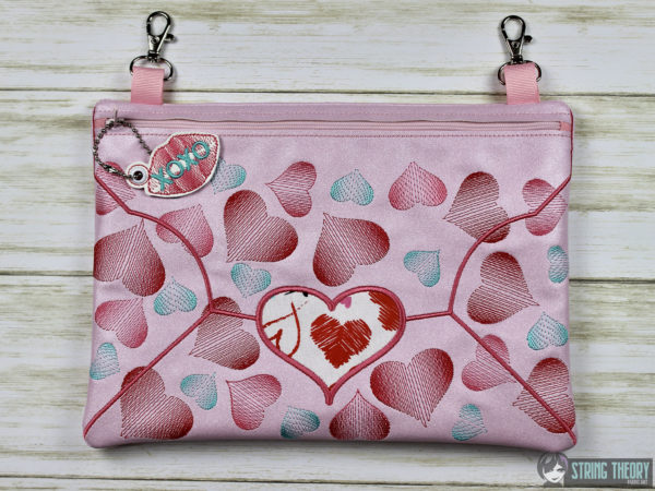 Love Letters Fully Lined Zip Bag with XOXO Lips Dangle - Image 2