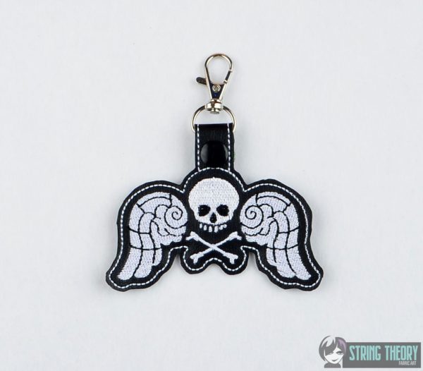 Victorian Winged Skull Snap Tab Key Fob