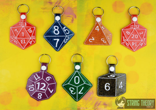 Tabletop Gaming Dice Snap Tab Key Fob Set