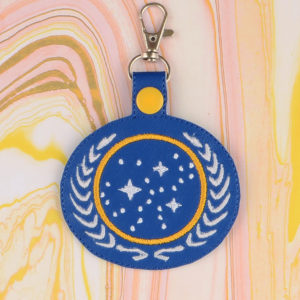 Star Trek – United Federation of Planets Snap Tab Key Fob ITH in the hoop Digital Download for Machine Embroidery Pattern, Design (4×4 Hoop)