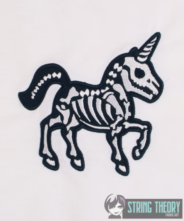 Skelecorn Skeleton Unicorn Appliqué