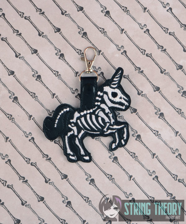 Skelecorn Skeleton Unicorn Snap Tab Key Fob