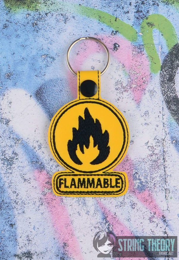 Flammable Warning Snap Tab Key Fob