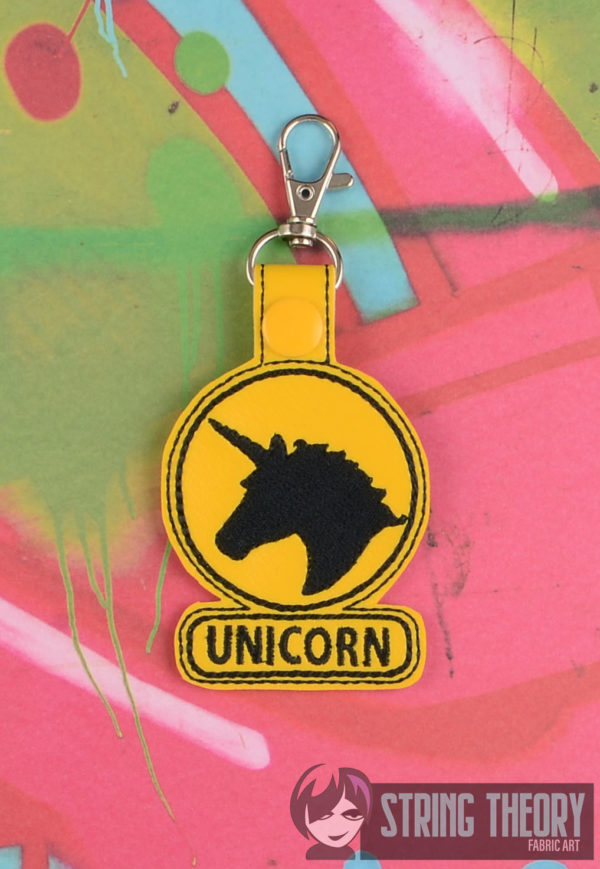 Unicorn Warning Snap Tab Key Fob