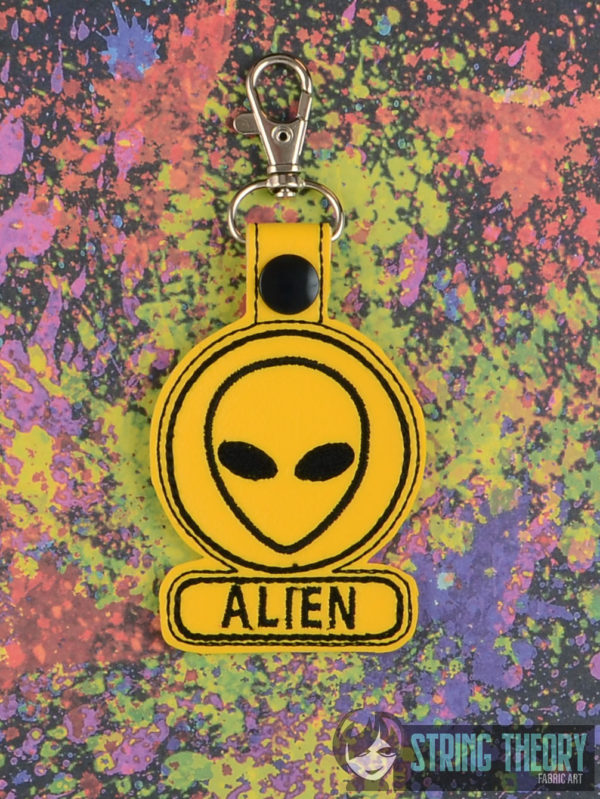 Alien Warning Snap Tab Key Fob