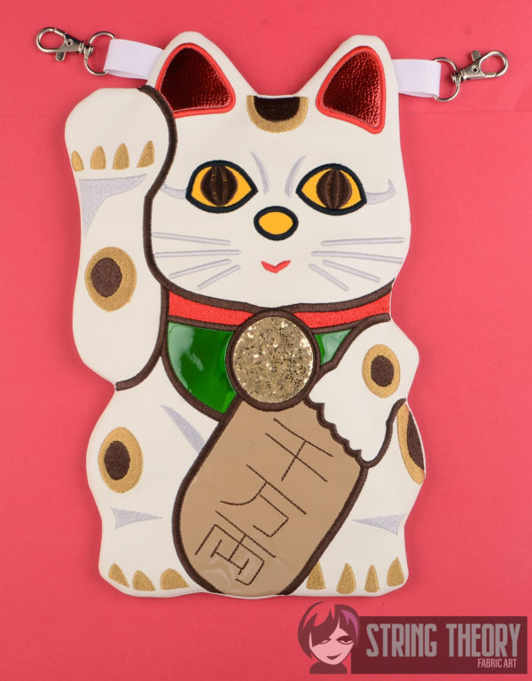 Maneki Neko Lucky Cat Partially Lined Zip Bag - Image 2