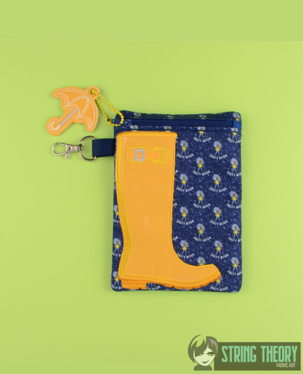 Rain Boot Appliqué Cloth Fully Lined Zip Bag - Image 5