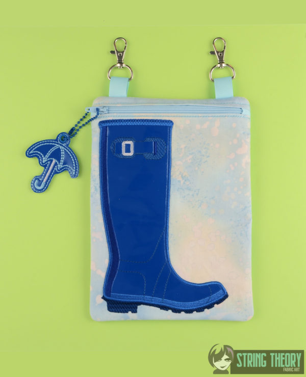 Rain Boot Appliqué Cloth Fully Lined Zip Bag - Image 4