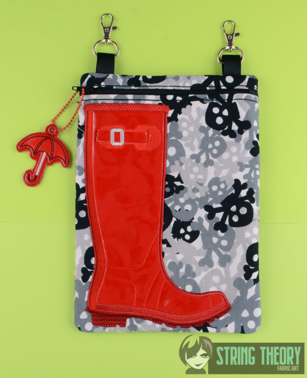 Rain Boot Appliqué Cloth Fully Lined Zip Bag - Image 3