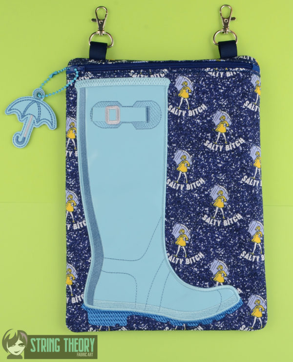 Rain Boot Appliqué Cloth Fully Lined Zip Bag - Image 2