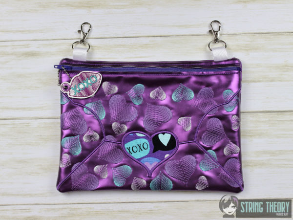 Love Letters Fully Lined Zip Bag with XOXO Lips Dangle - Image 4