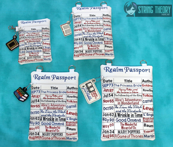 Realm Passport Fantasy Books Library Card Fully Lined Zip Bag