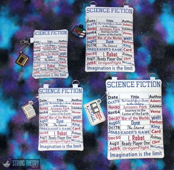 Sci-Fi Science Fiction Books Library Card Fully Lined Zip Bag