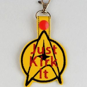 Star Trek – "Just Kirk It" Snap Tab Key Fob ITH in the hoop Digital Download for Machine Embroidery Pattern, Design (4×4 Hoop)