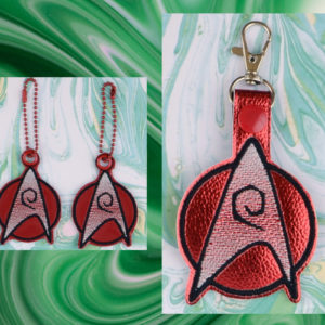 Star Trek – Old School Engineering Insignia fob, Dangle ITH in the hoop Digital Download for Machine Embroidery Pattern, Design (4×4 Hoop)