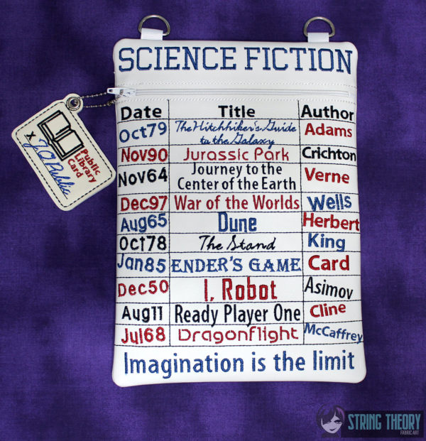 Sci-Fi Science Fiction Books Library Card Fully Lined Zip Bag - Image 2