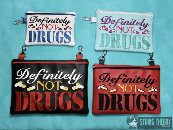 Definitely Not Drugs Fully Lined Zip Bag - Pills Version