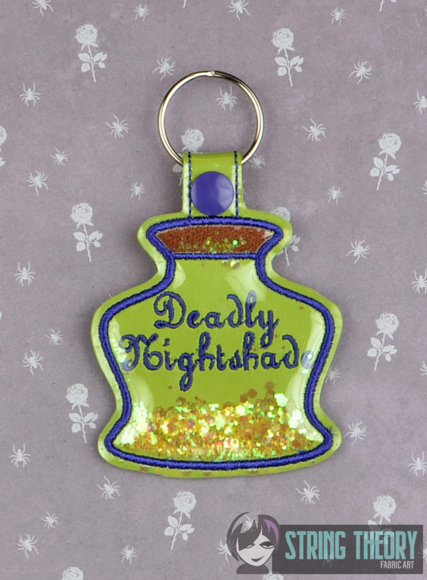 Deadly Nightshade Poison Bottle Trapped Snap Tab Key Fob